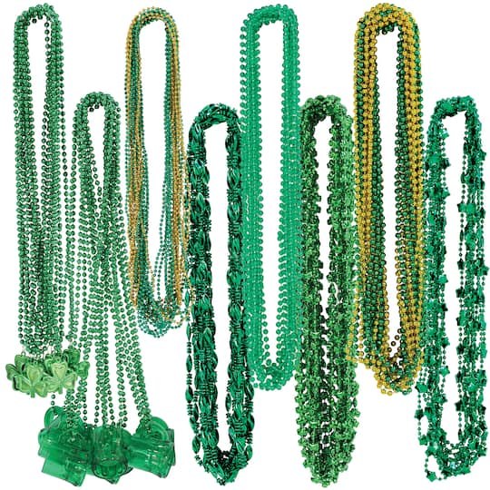 Beistle Green & Gold St. Patrick's Beads Assortment Necklaces, 100ct.